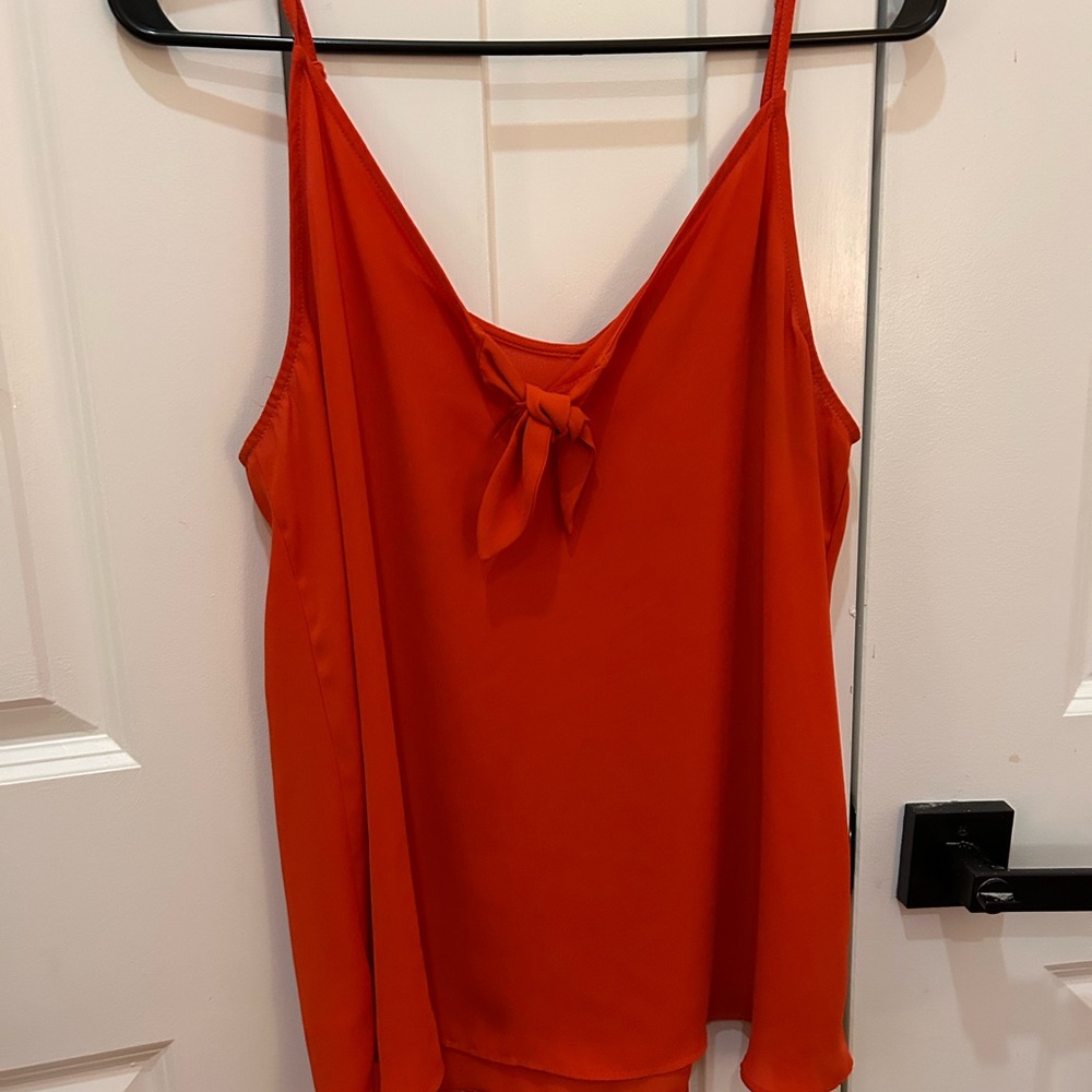 LOFT Red Tie Front Camisole